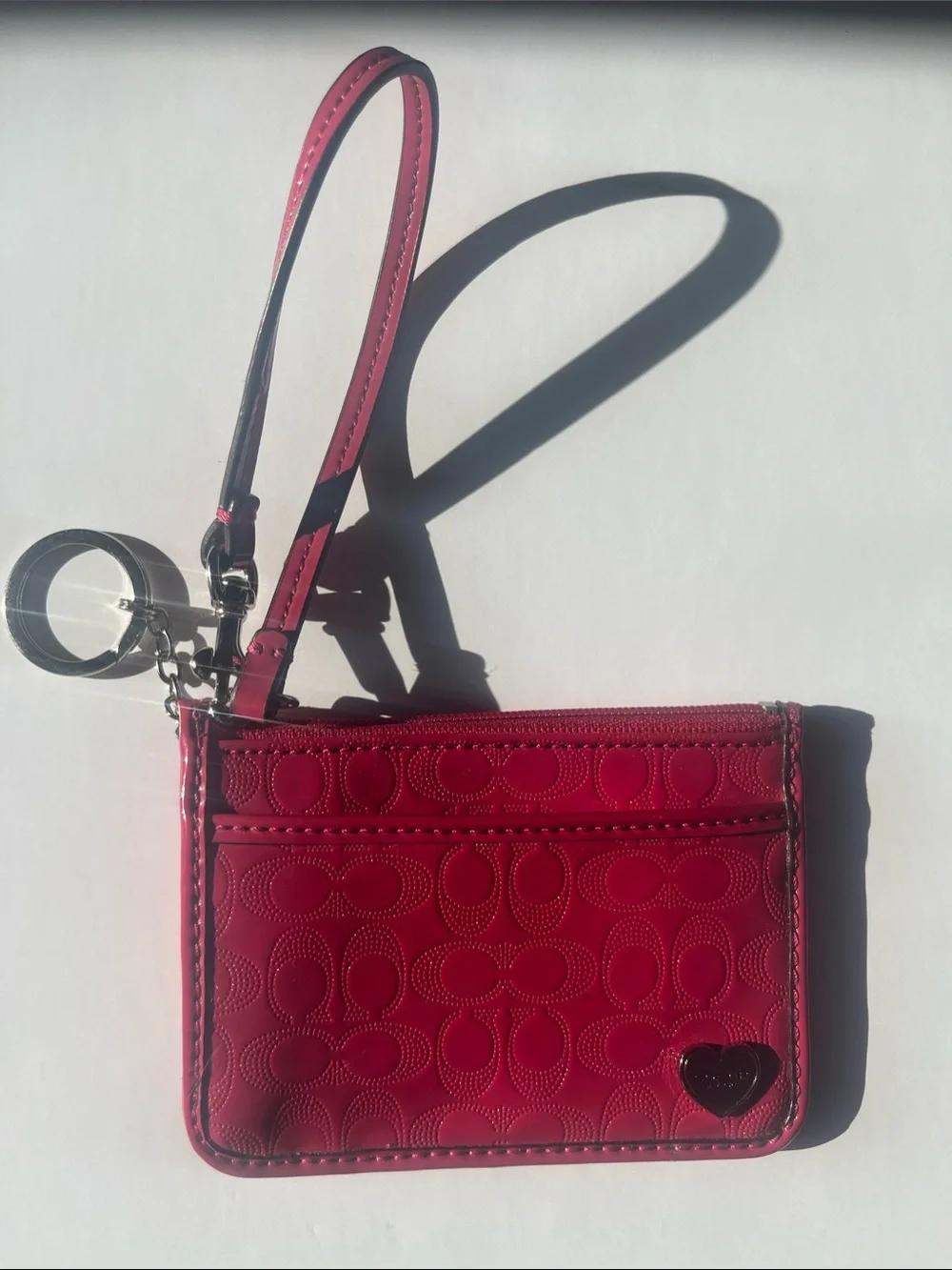 Coach Hot Pink Signature Wristlet Keyring Wallet - Picture 1 of 3
